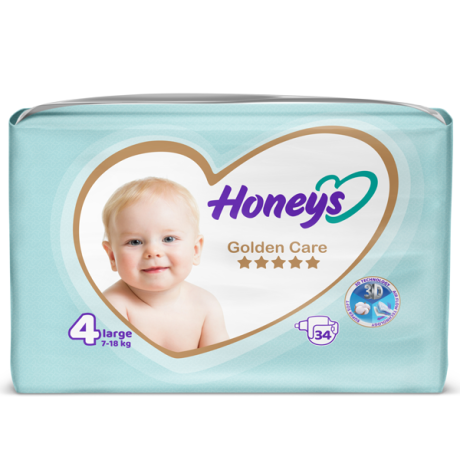 پوشک چسبی هانیز سایز ۴ بسته ۳۴ عدد